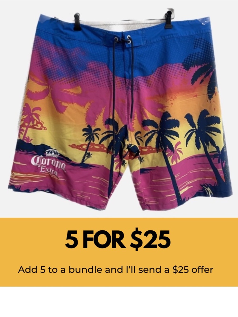 Corona tropical print shorts.